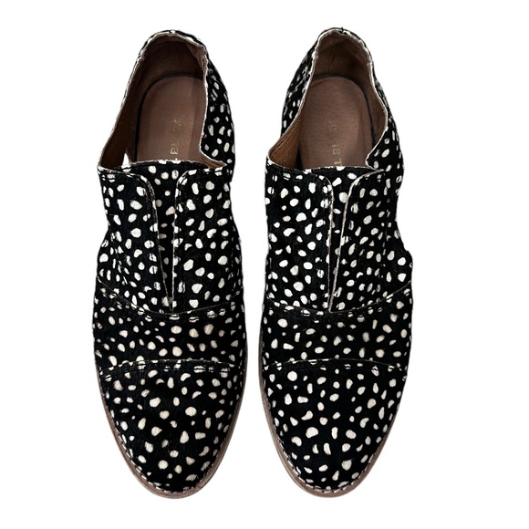 All Black Fur Cutout Cowman Animal Print Oxford Loafers Size 39.5 - Picture 2 of 10